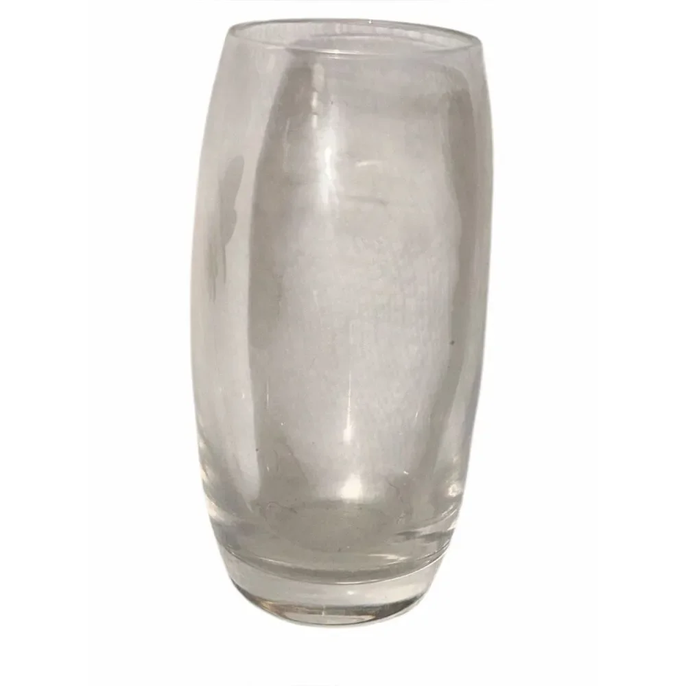 Vintage Etched Glass Bud Vase Butterfly & Daisy Floral Clear 4.5